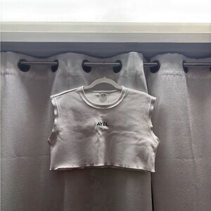 White Cropped Gym Top